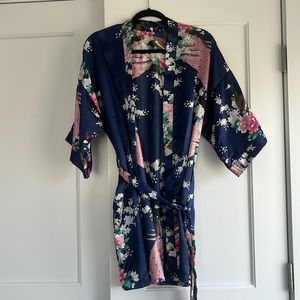 Navy Silky Mini Robe - Size S
